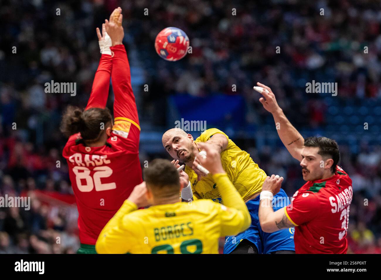 250117 Luis Frade and Salvador Salvador of Portugal defend against