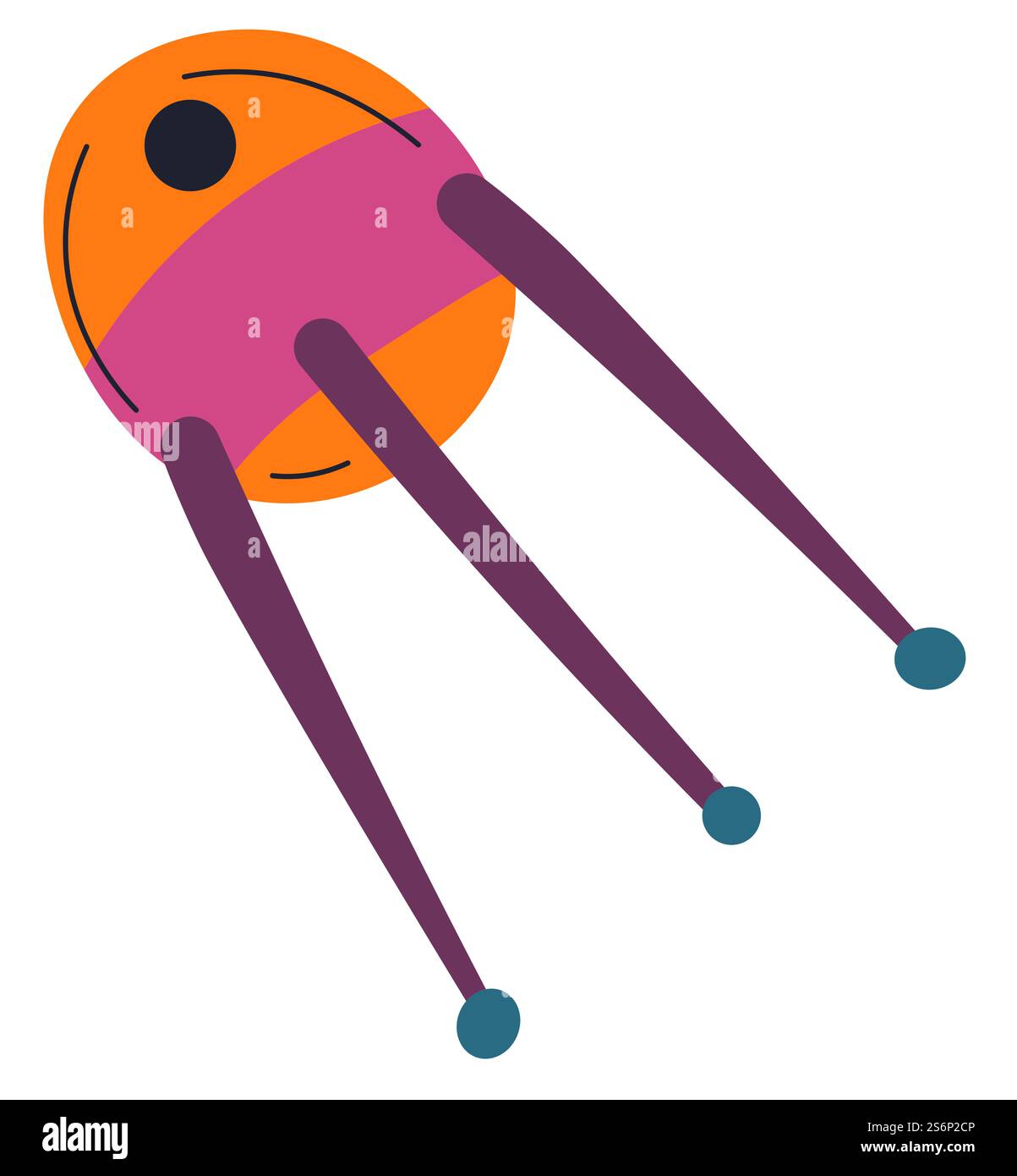 Outer space and galaxy exploration with artificially made objects and equipments. Satellite or space ship orbiting in universe. Technology for telecommunication network. Vector in flat style. Space satellite created artificially, outer space Stock Vector