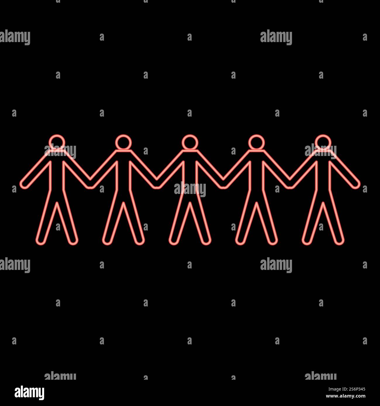 Neon team work concept icon black color in circle outline vector ...