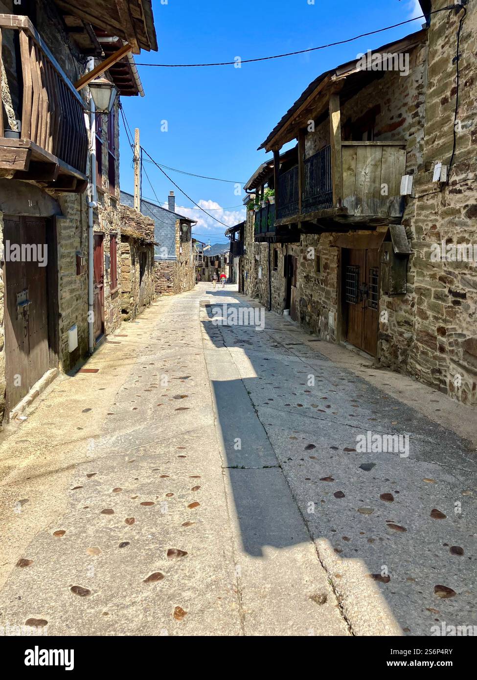 Ancient Spanish Mountain Village: The Road Through El Acebo that Leads from Astorga to Molinaseca. Sometimes Impassable due to Winter Snow - Smartphone Captured Stock Image