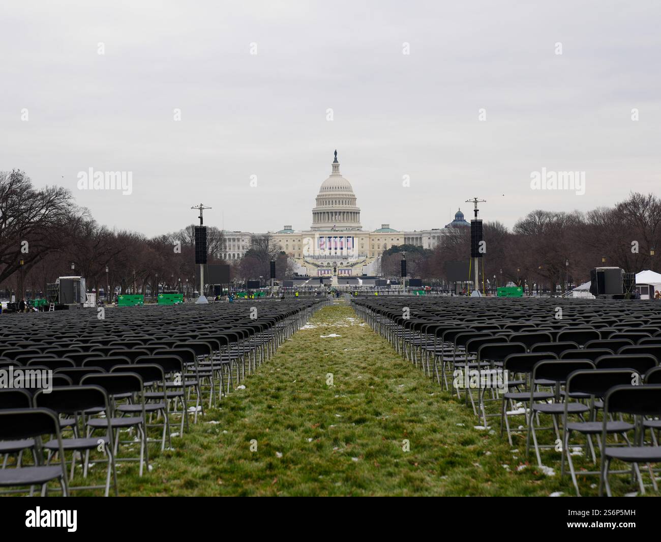 Washington, District of Columbia, USA. 17th Jan, 2025. The Presidential Inaugural is being moved indoors due to cold weather, leaving behind extensive preparations that will not be used. Credit: Andrew Leyden/ZUMA Press Wire/ZUMA Wire/Alamy Live News Stock Photo