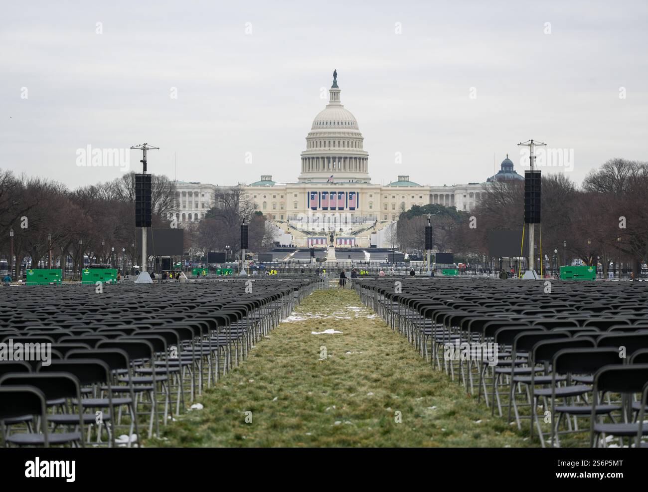 Washington, District of Columbia, USA. 17th Jan, 2025. The Presidential Inaugural is being moved indoors due to cold weather, leaving behind extensive preparations that will not be used. Credit: Andrew Leyden/ZUMA Press Wire/ZUMA Wire/Alamy Live News Stock Photo