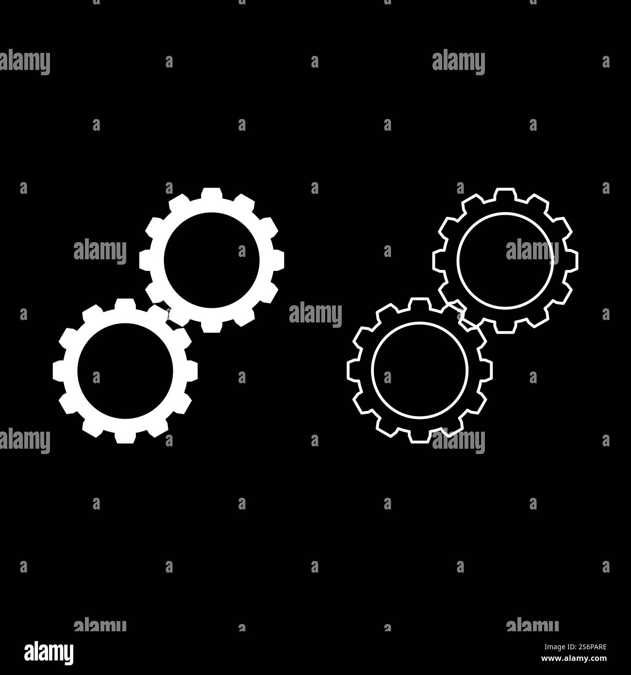 Two gears gearwheel cog set Cogwheels connected in working mechanism ...