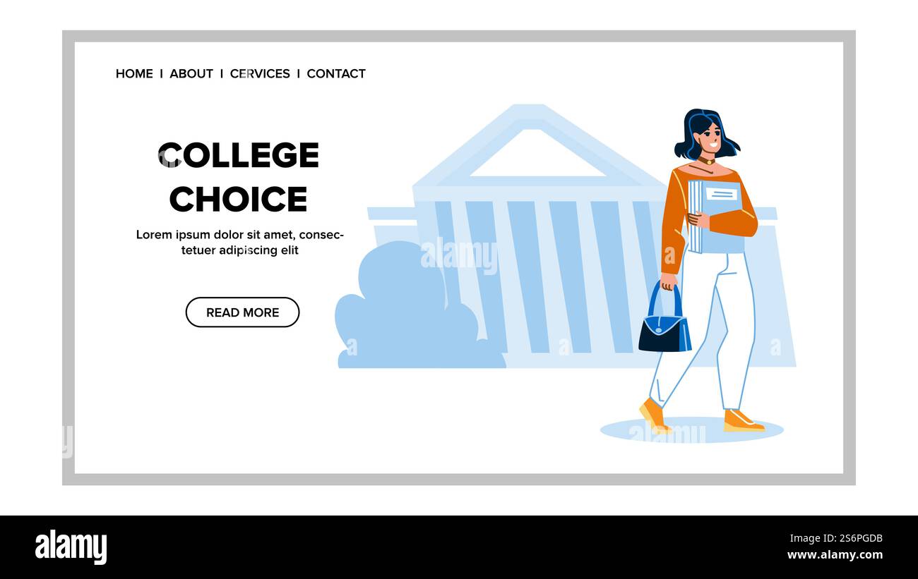 College Choice Making Young Girl Student Vector. Teenager College ...