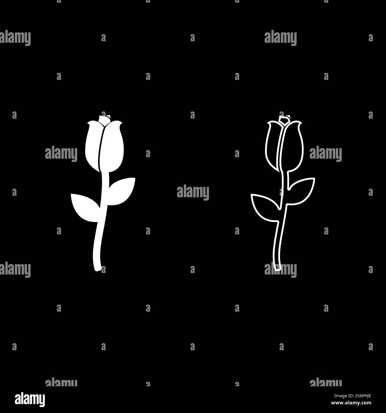 Rose icon white color vector illustration flat style simple image set ...