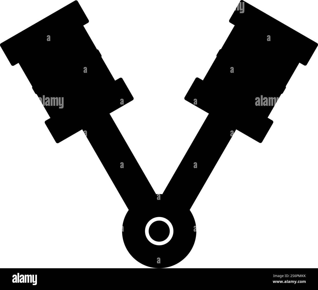 Pistons of engine two items with rods aligned for car crankshaft ...
