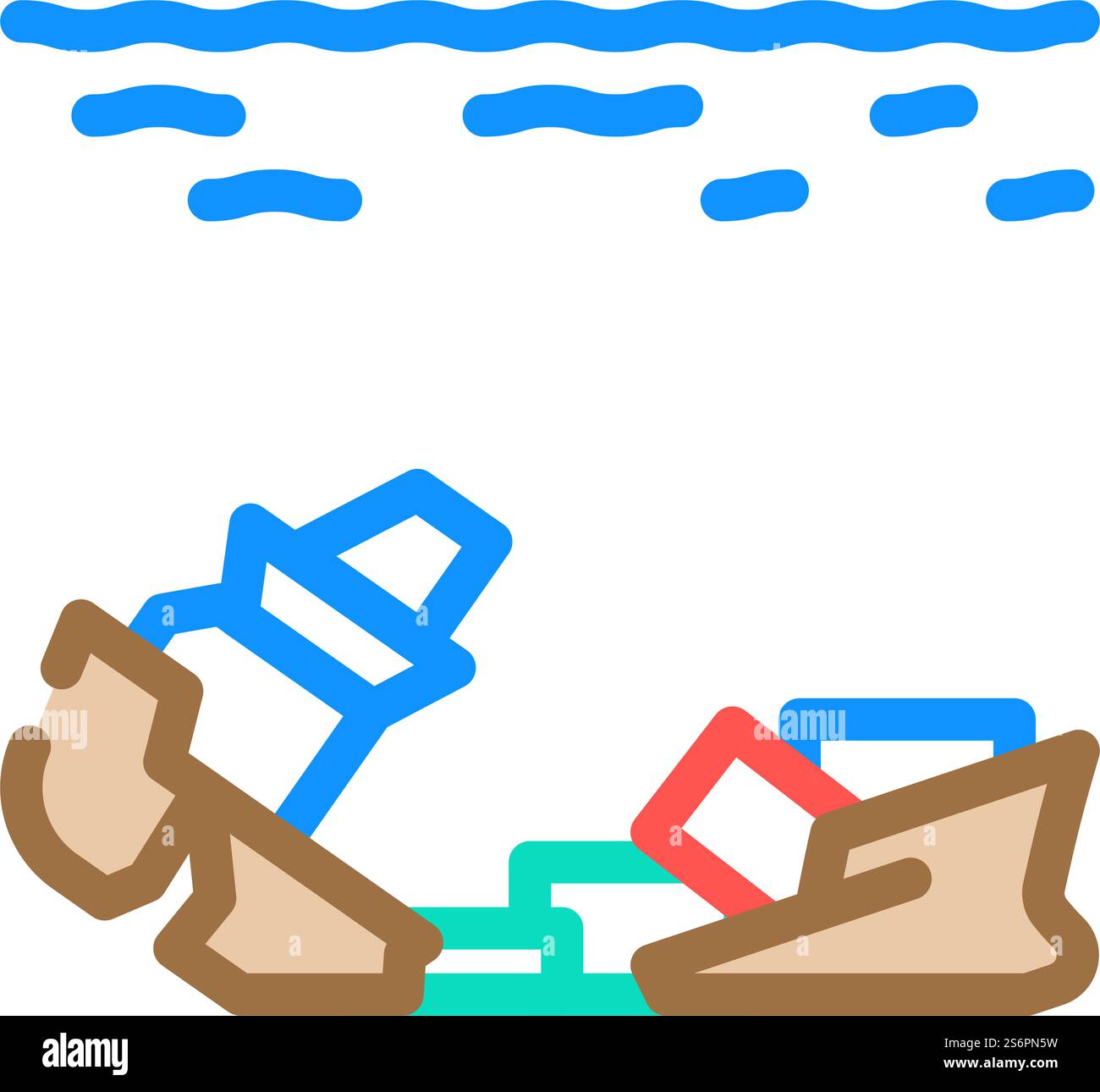 sunken container ship color icon vector. sunken container ship sign ...
