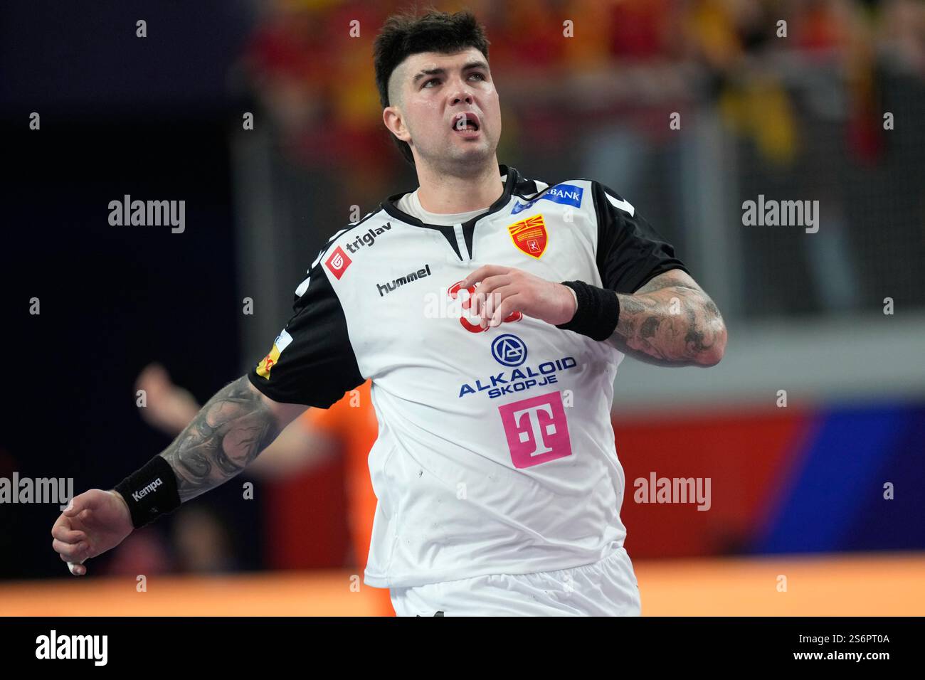 North Macedonia's Milan Lazarevski during the second round, group D