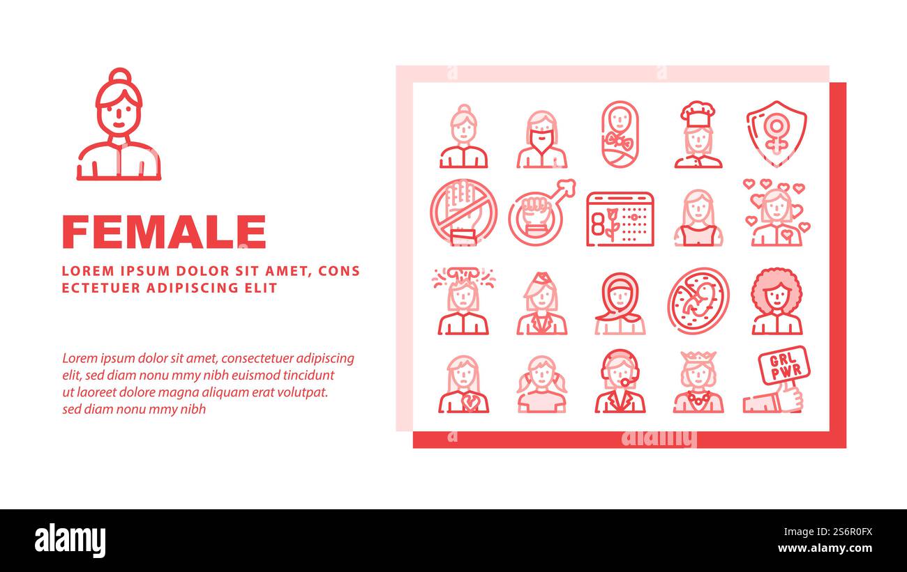 Header Signage Woman Female Occupation And Profession Landing Web Page Header Banner ...