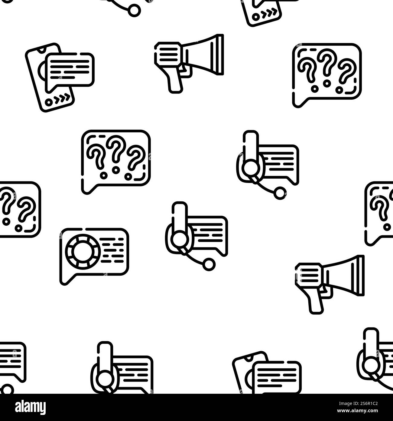 Speak Conversation And Discussion Vector Seamless Pattern Thin Line Illustration. Speak Conversation And Discussion Vector Seamless Pattern Stock Vector