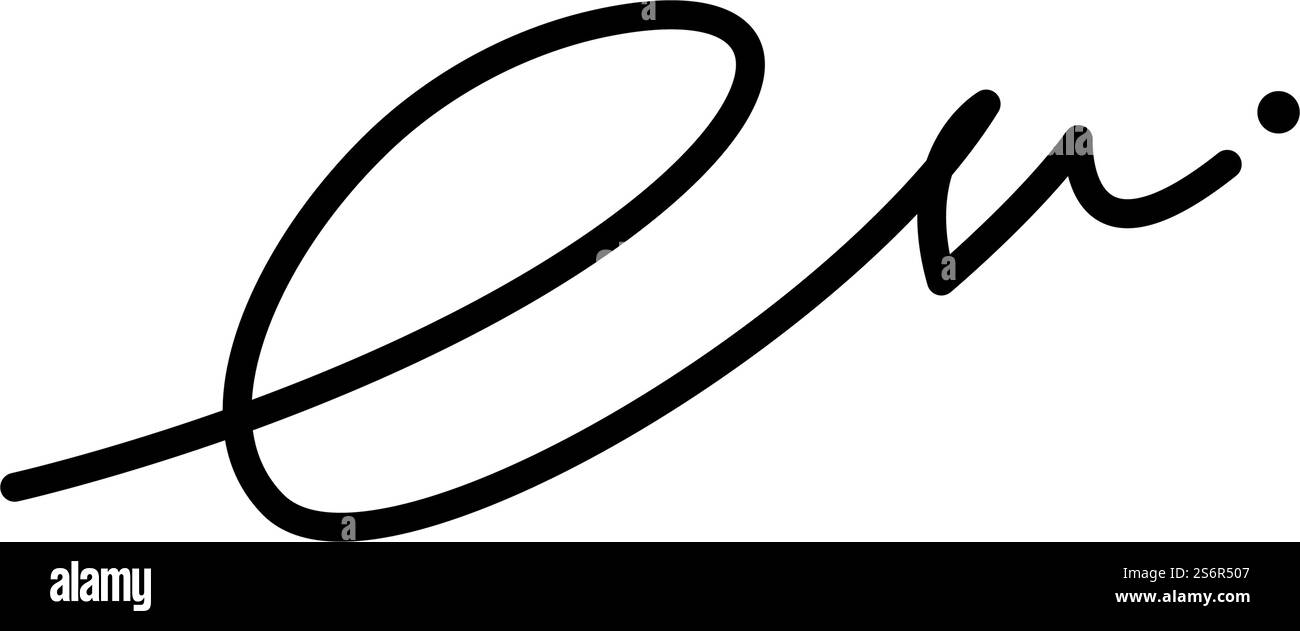 E initial signature handwriting flat design Stock Vector