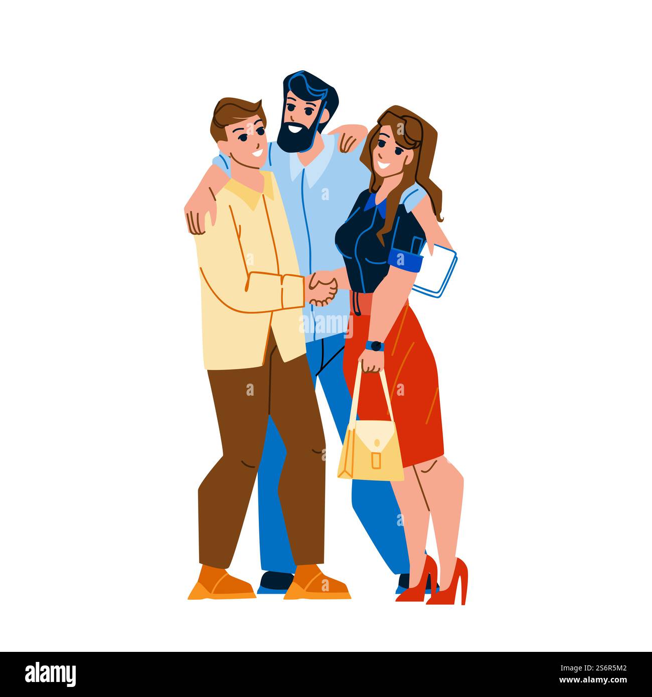 Partners Man And Girl Embracing Together Vector. Businessman And ...