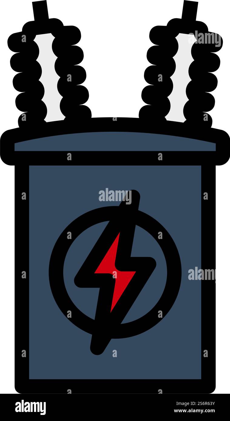 Electric Transformer Icon. Editable Bold Outline With Color Fill Design ...