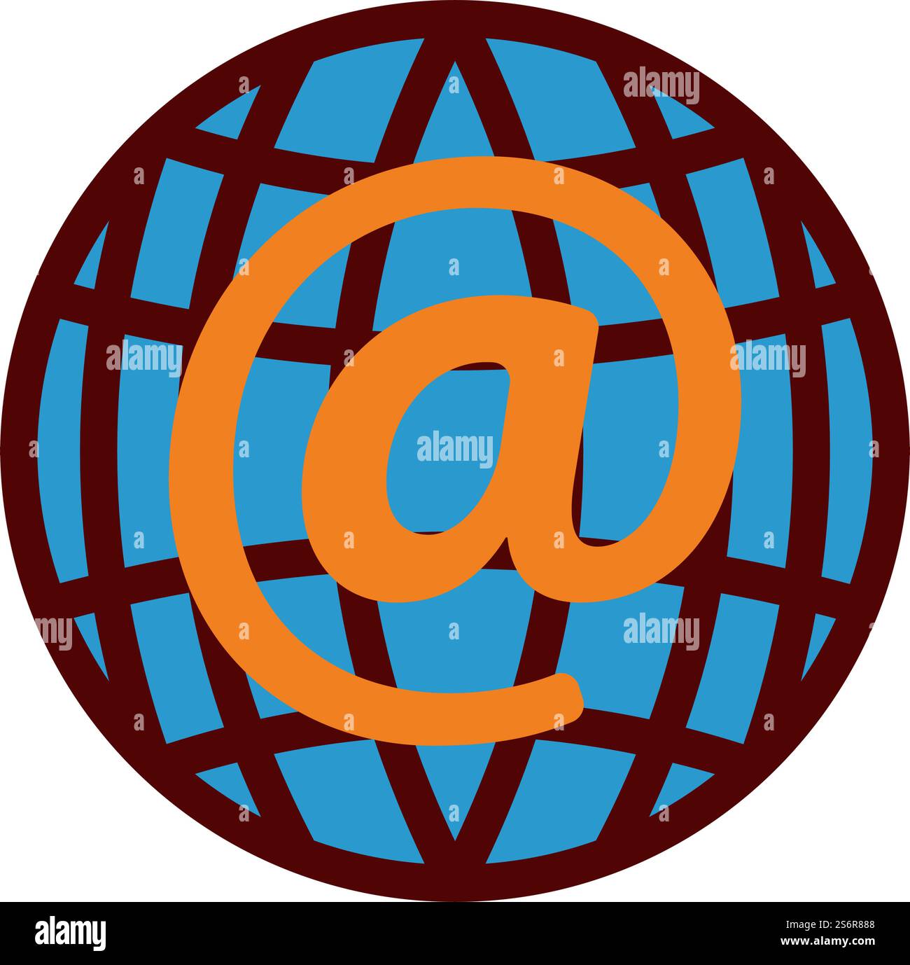 Global E-mail Icon. Flat Color Design. Vector Illustration. Stock Vector