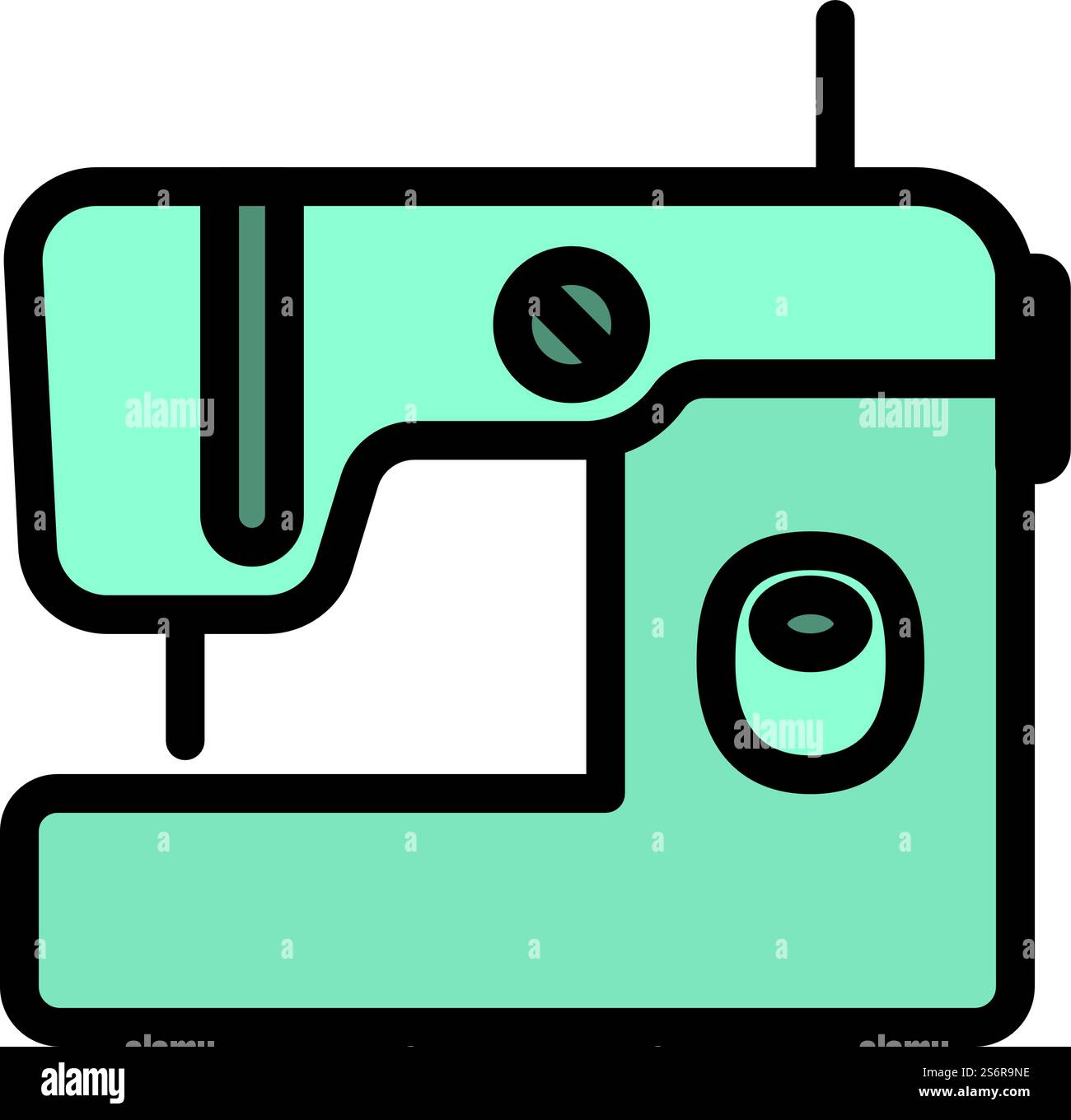 Modern Sewing Machine Icon. Editable Bold Outline With Color Fill ...