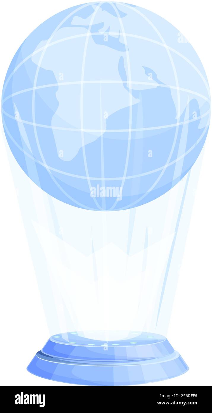 Globe Hologram Icon Cartoon Vector Digital World Virtual Technology