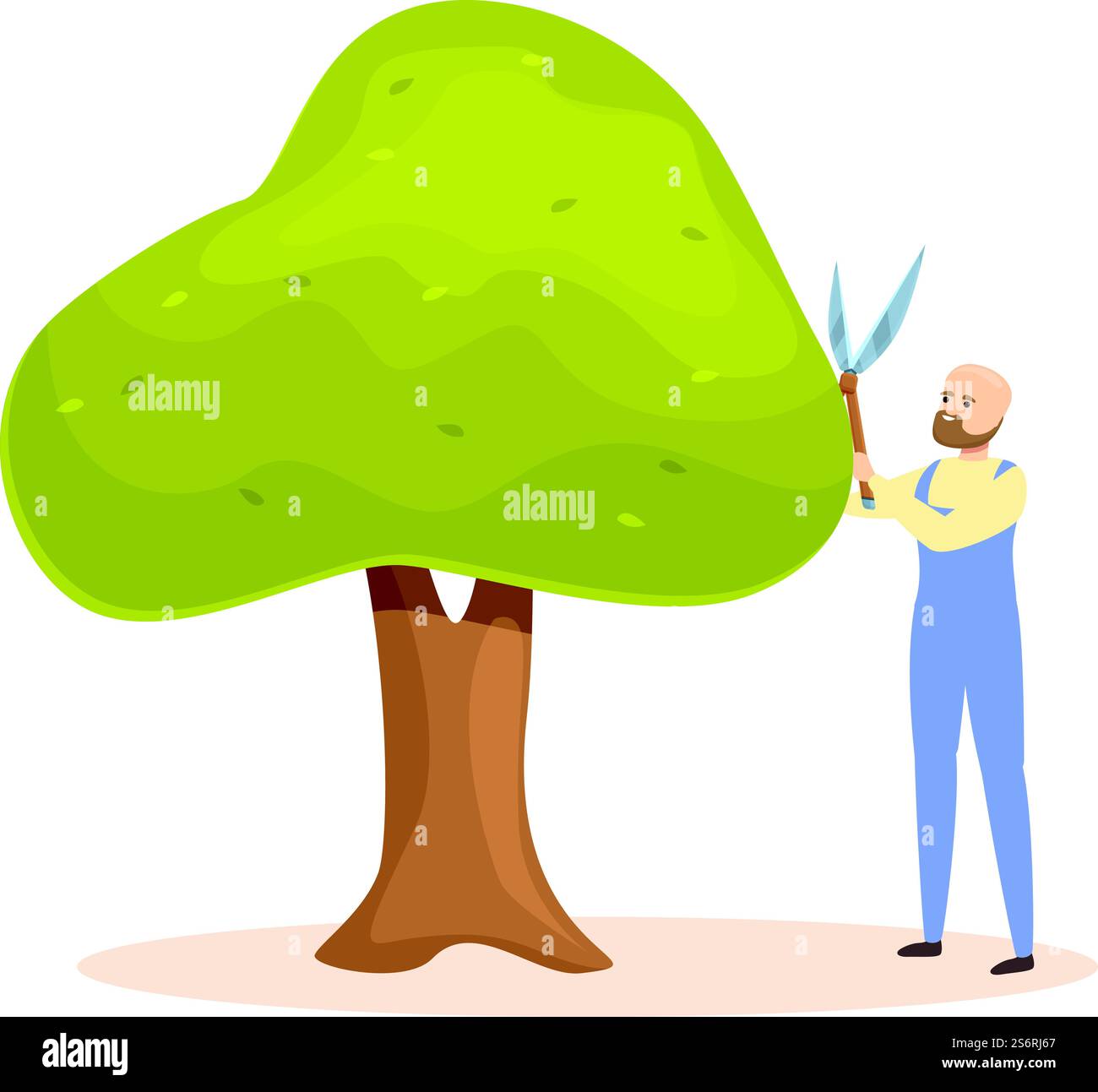 Tree garden hedge icon cartoon vector. Man maintenance. Worker lawn ...