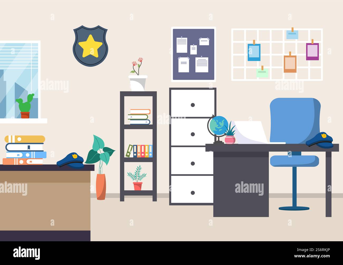 Police Station Department Building with Investigation Bureau Room ...
