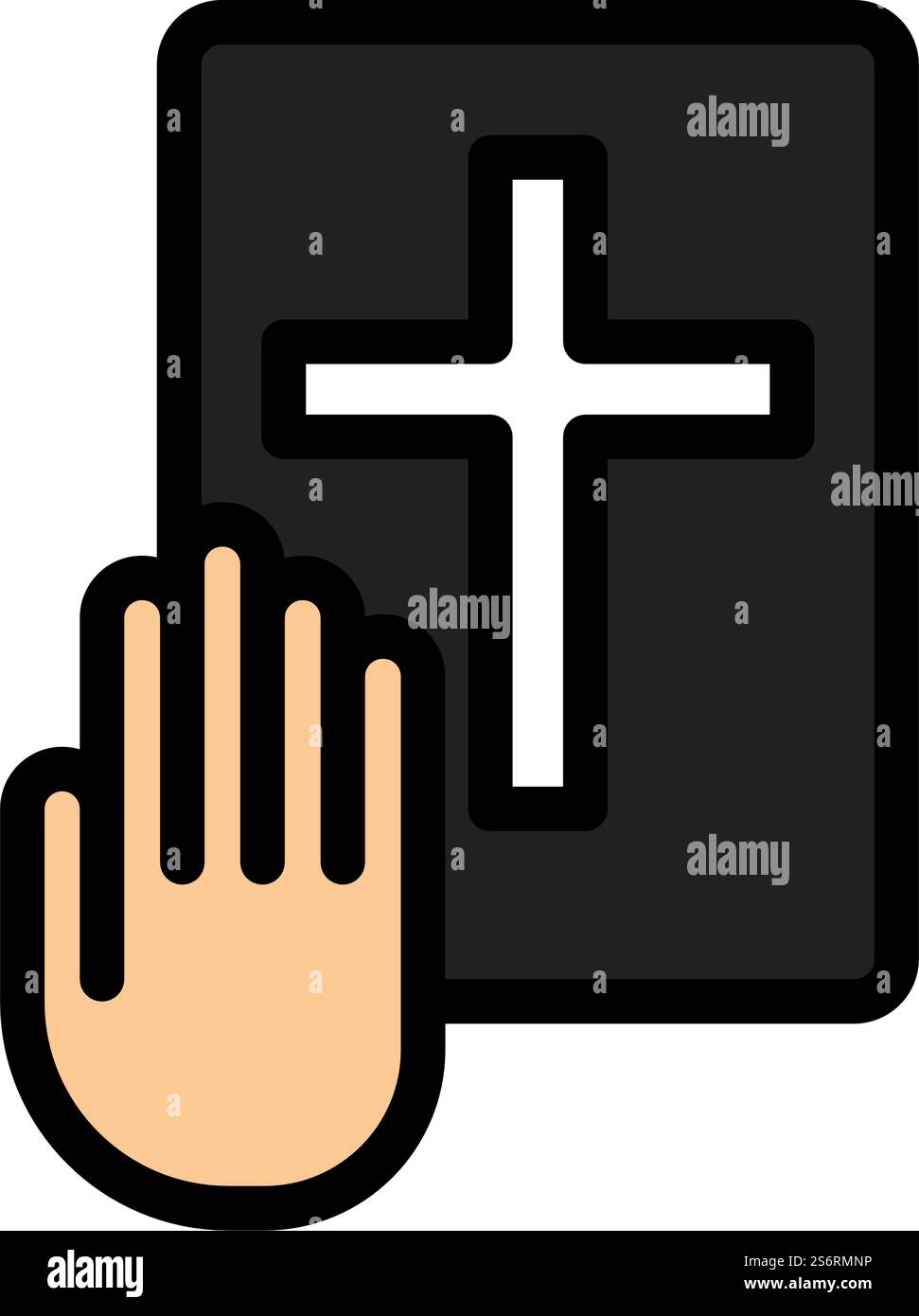 Hand On Bible Icon. Editable Bold Outline With Color Fill Design ...