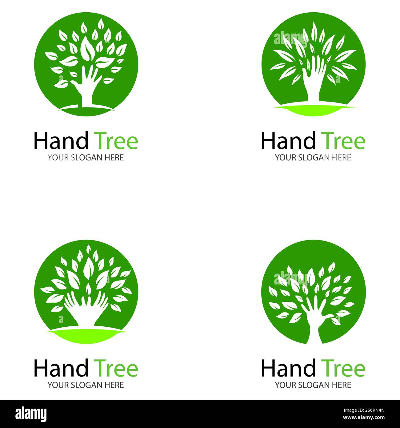 Human hands and tree with green leaves. Logo symbol icon illustration ...