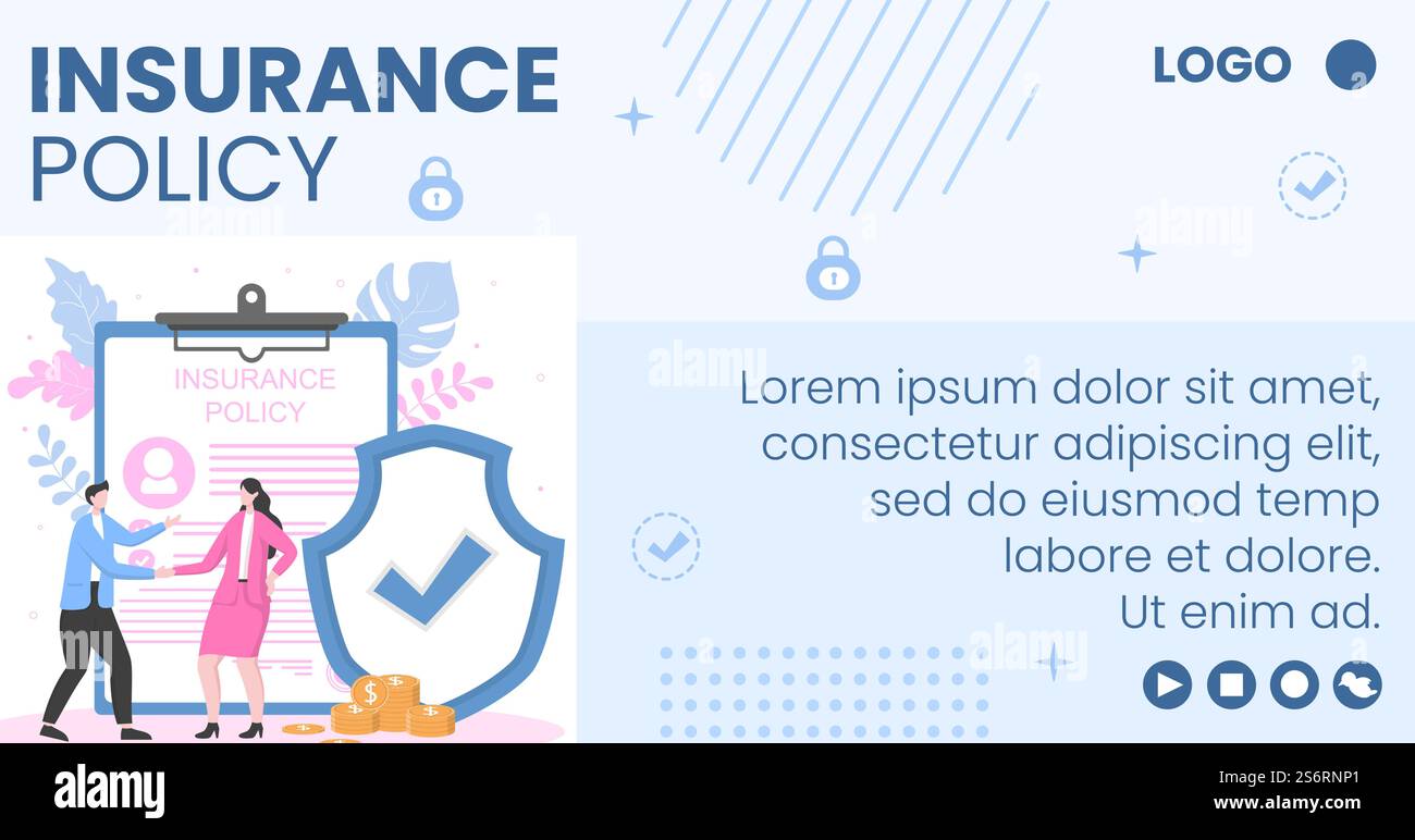 Insurance Policy Post Template Flat Design Illustration Editable of ...