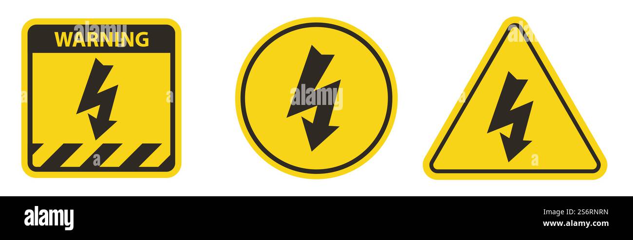 Caution High Voltage Symbol Sign Isolate On White Background Stock Vector