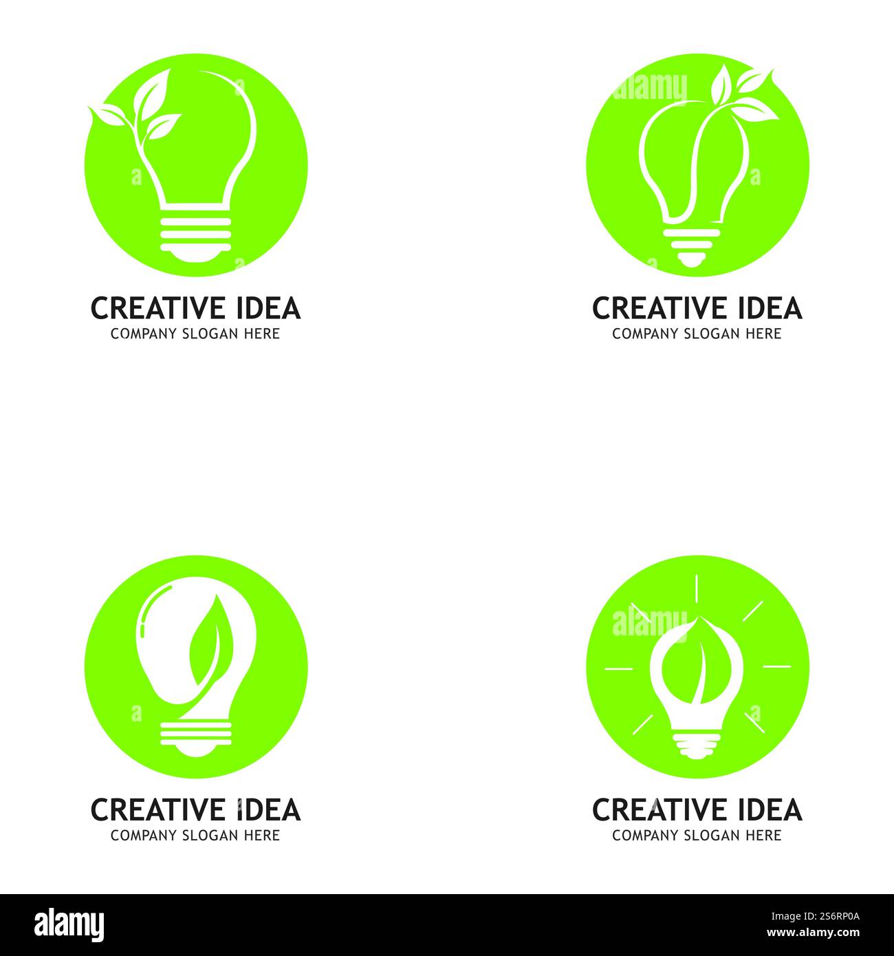 Creative Abstract Green Bulb Leaf Logo Design Vector Symbol ...