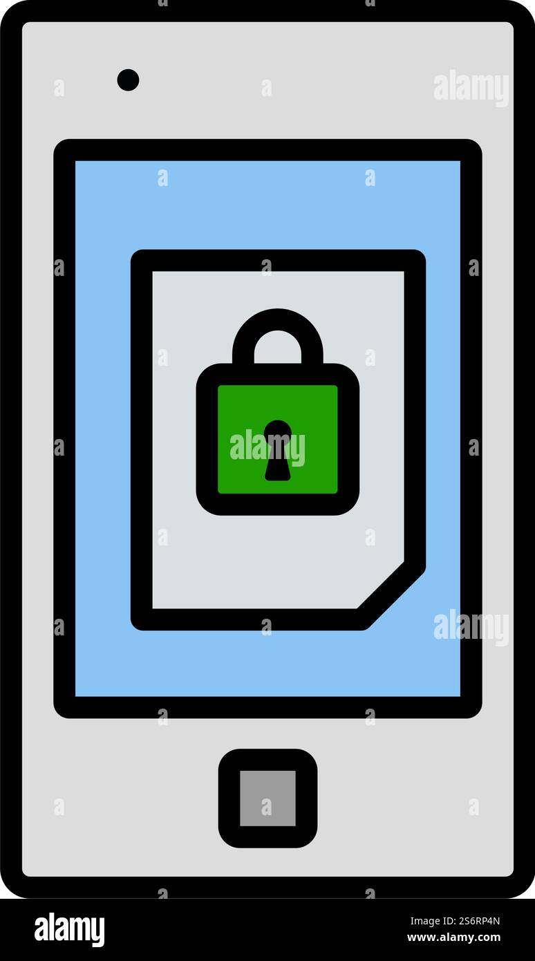 Mobile Security Icon. Bold outline design with editable stroke width ...