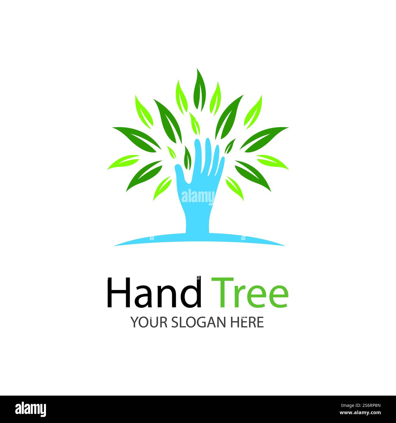 Human hands and tree with green leaves. Logo symbol icon illustration ...