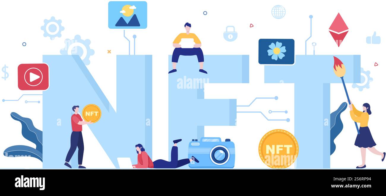 NFT Non Fungible Token Crypto Art of Converting Into Digital Network ...