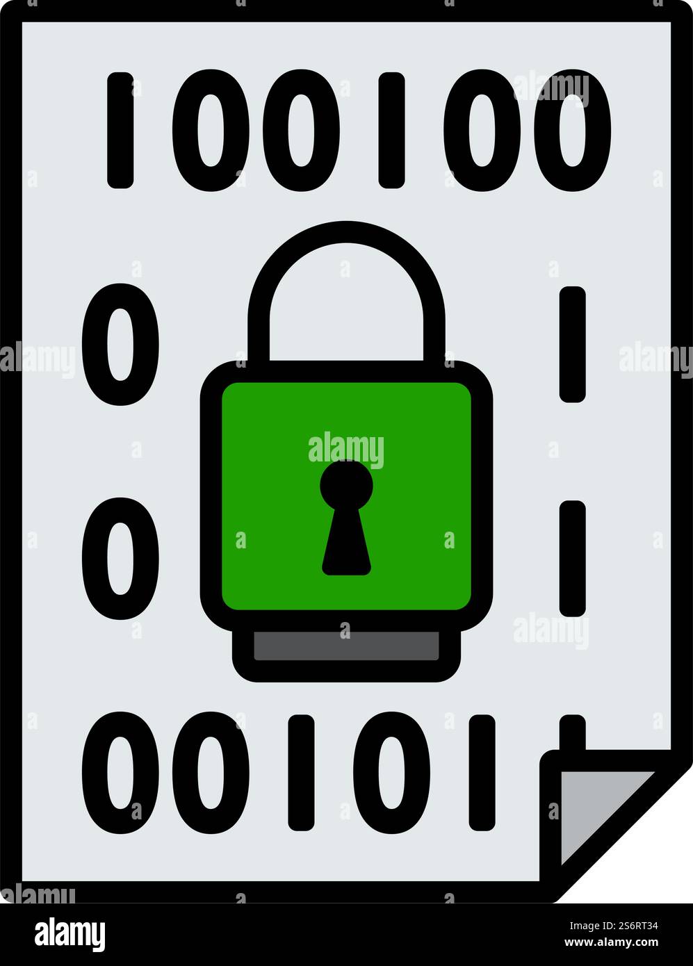 Data Security Icon. Bold outline design with editable stroke width. Vector Illustration. Stock Vector