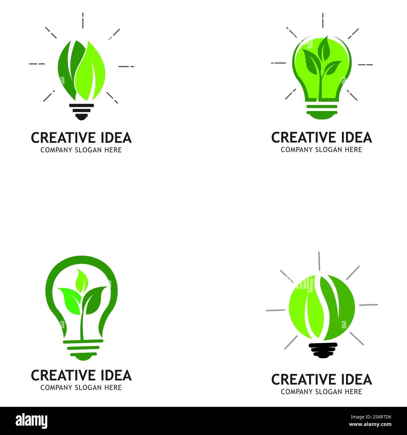 Creative Abstract Green Bulb Leaf Logo Design Vector Symbol ...