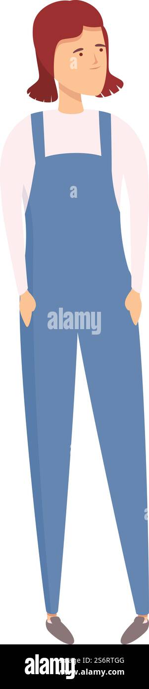 Work blue clothes icon cartoon vector. Happy kid. Shop people. Work ...
