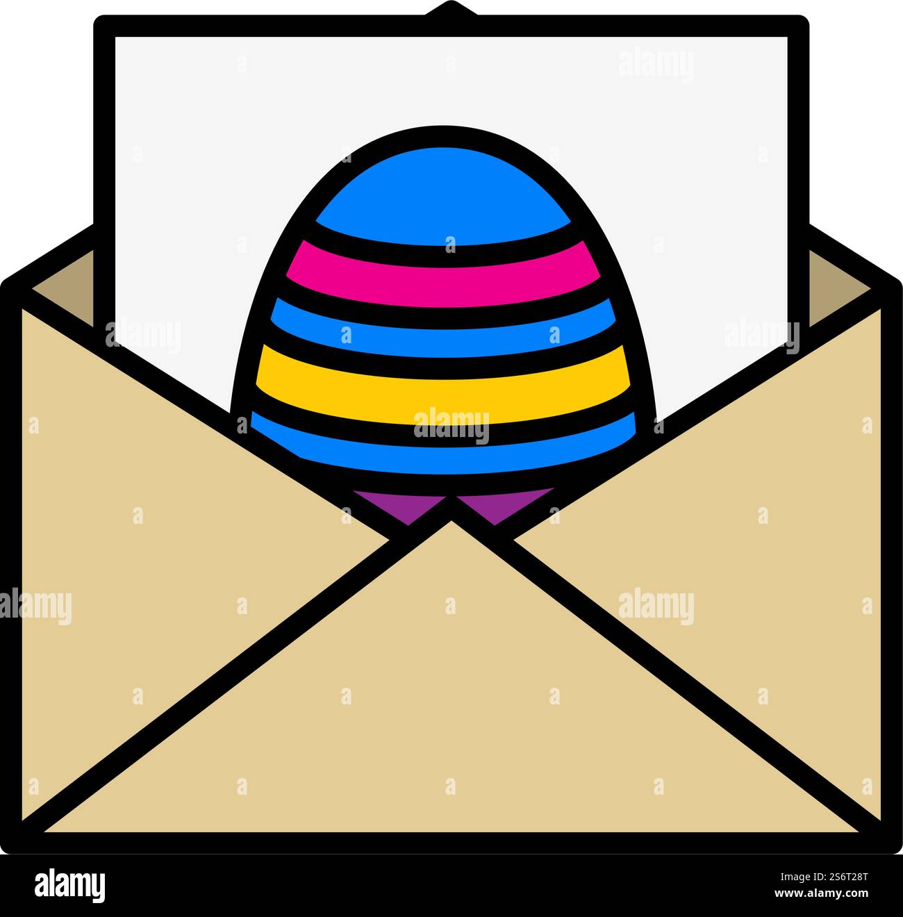 Envelop With Easter Egg Icon. Editable Bold Outline With Color Fill Design. Vector Illustration. Stock Vector