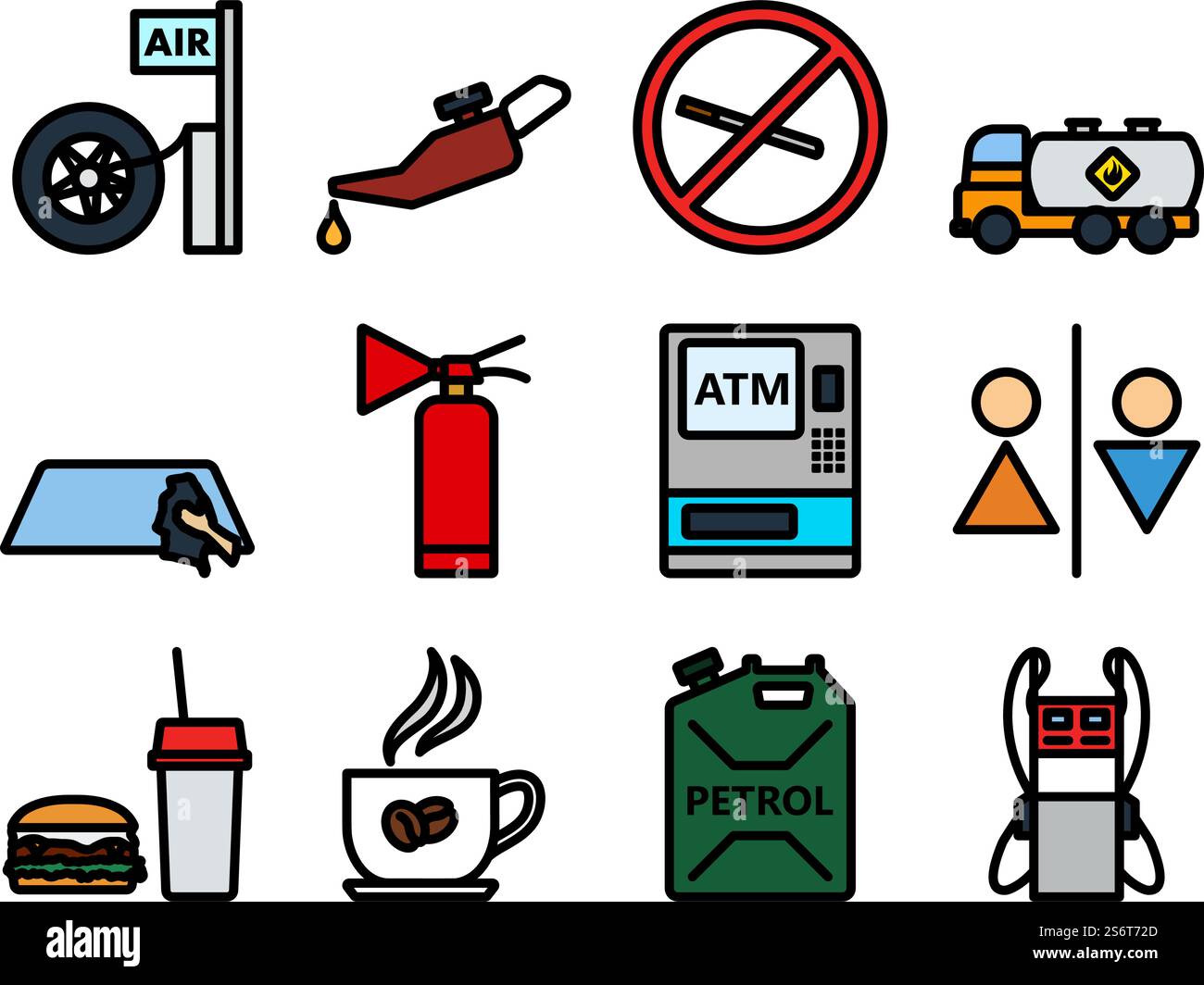 Service Icon Set. Editable Bold Outline With Color Fill Design. Vector ...
