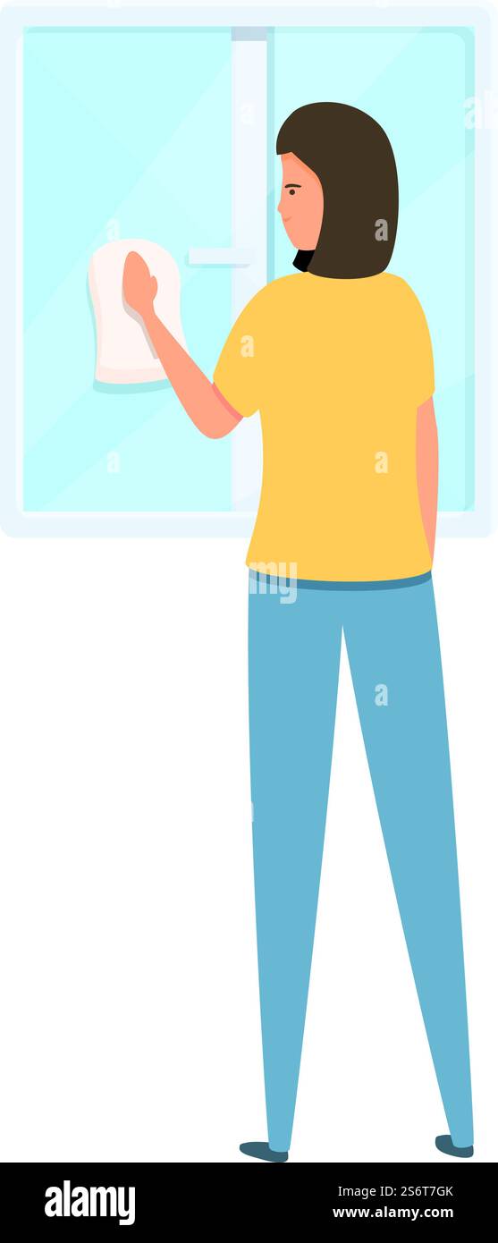 Cleaning window icon cartoon vector. House service. Person cleaner ...