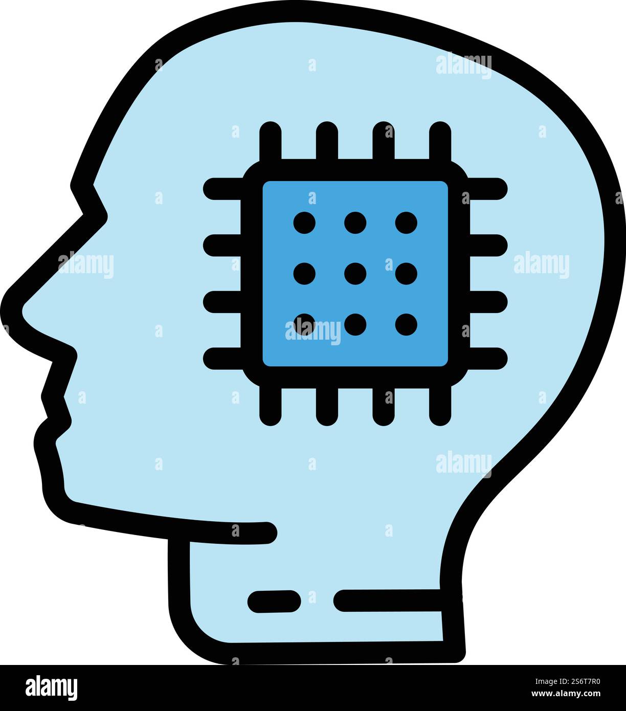 Artificial brain icon outline vector. Ai head. Digital machine ...