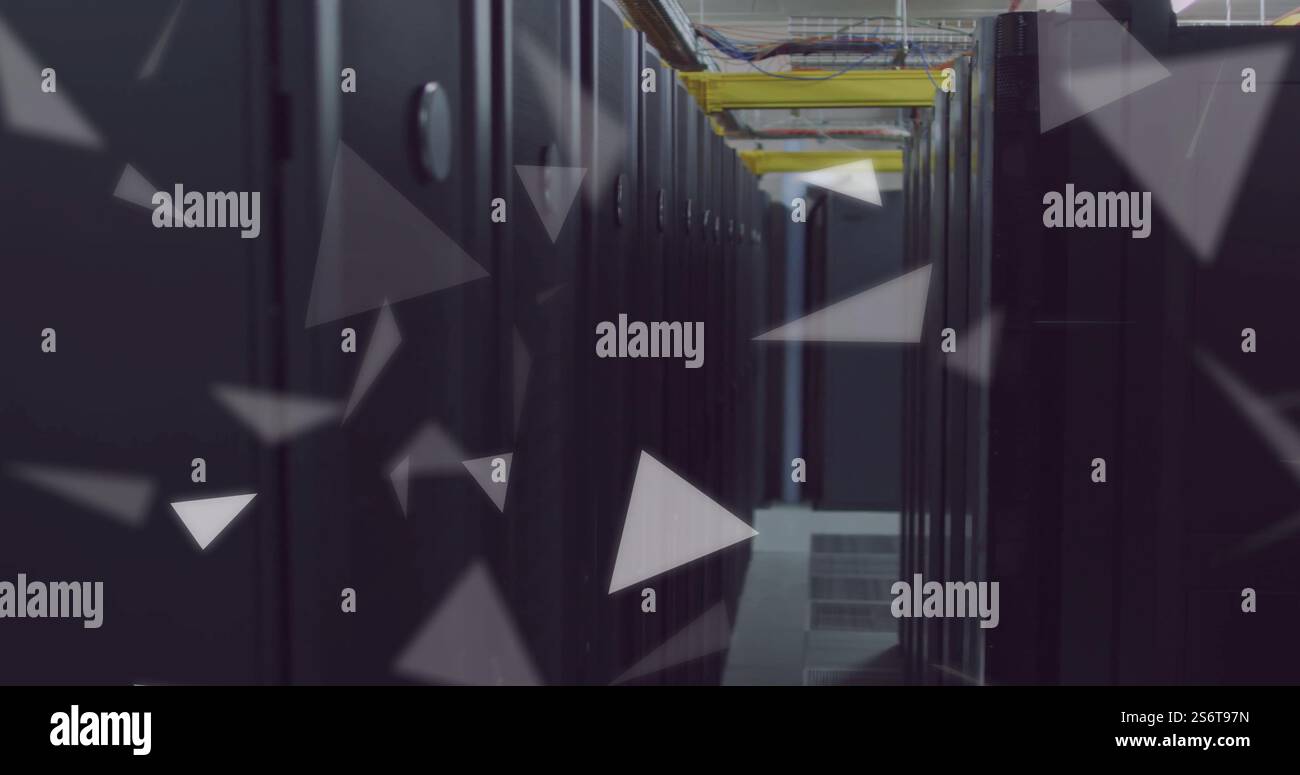 Image of connections and data processing over computer servers Stock Photo