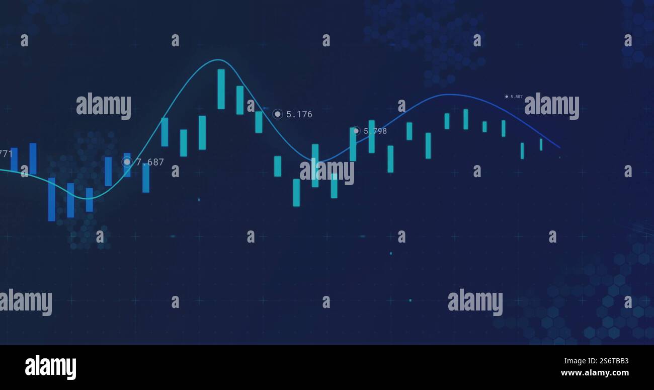 Image of data processing on black background Stock Photo