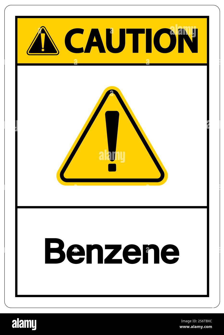 Caution Benzene Symbol Sign On White Background Stock Vector