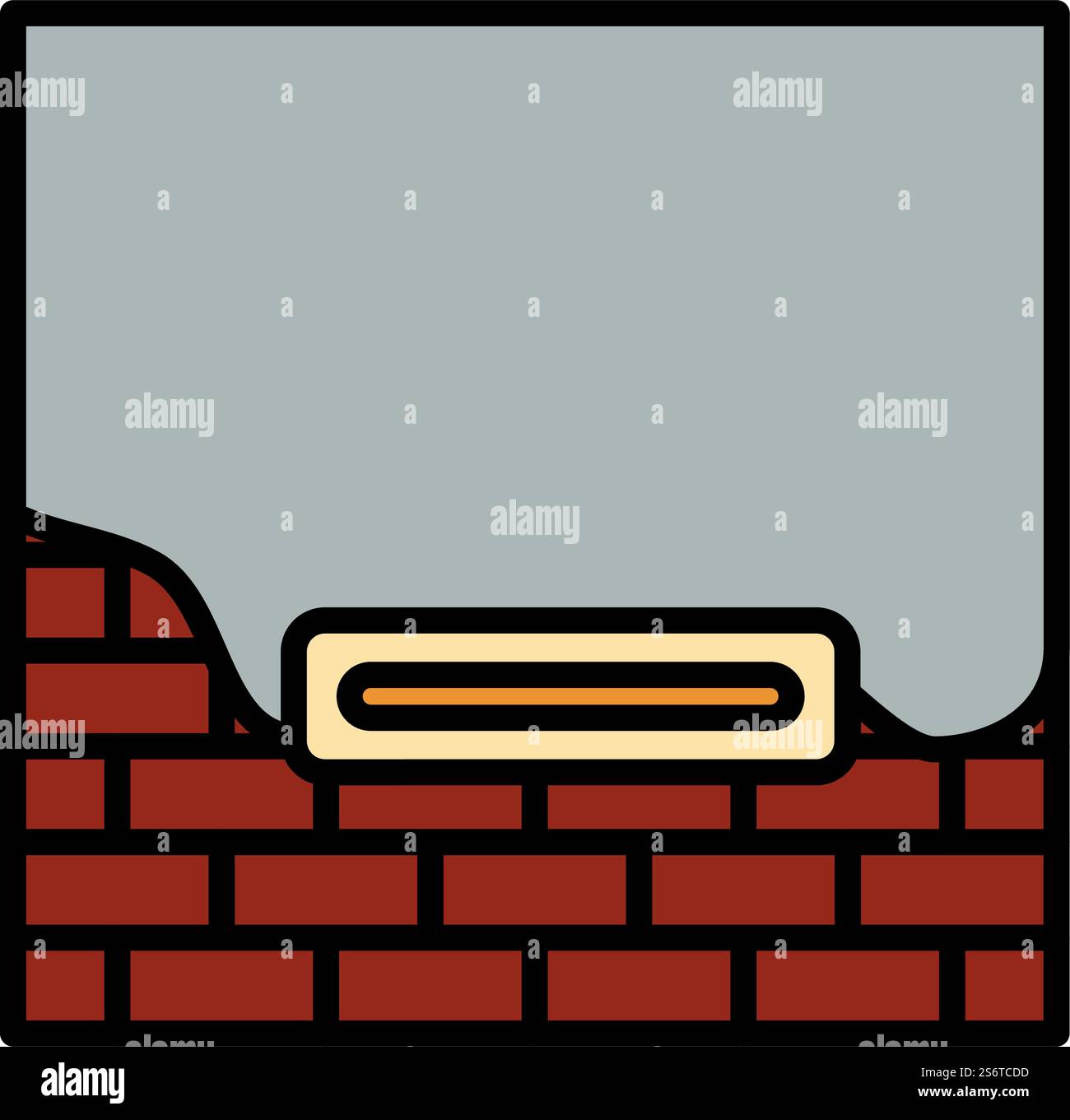 Icon Of Plastered Brick Wall. Editable Bold Outline With Color Fill ...