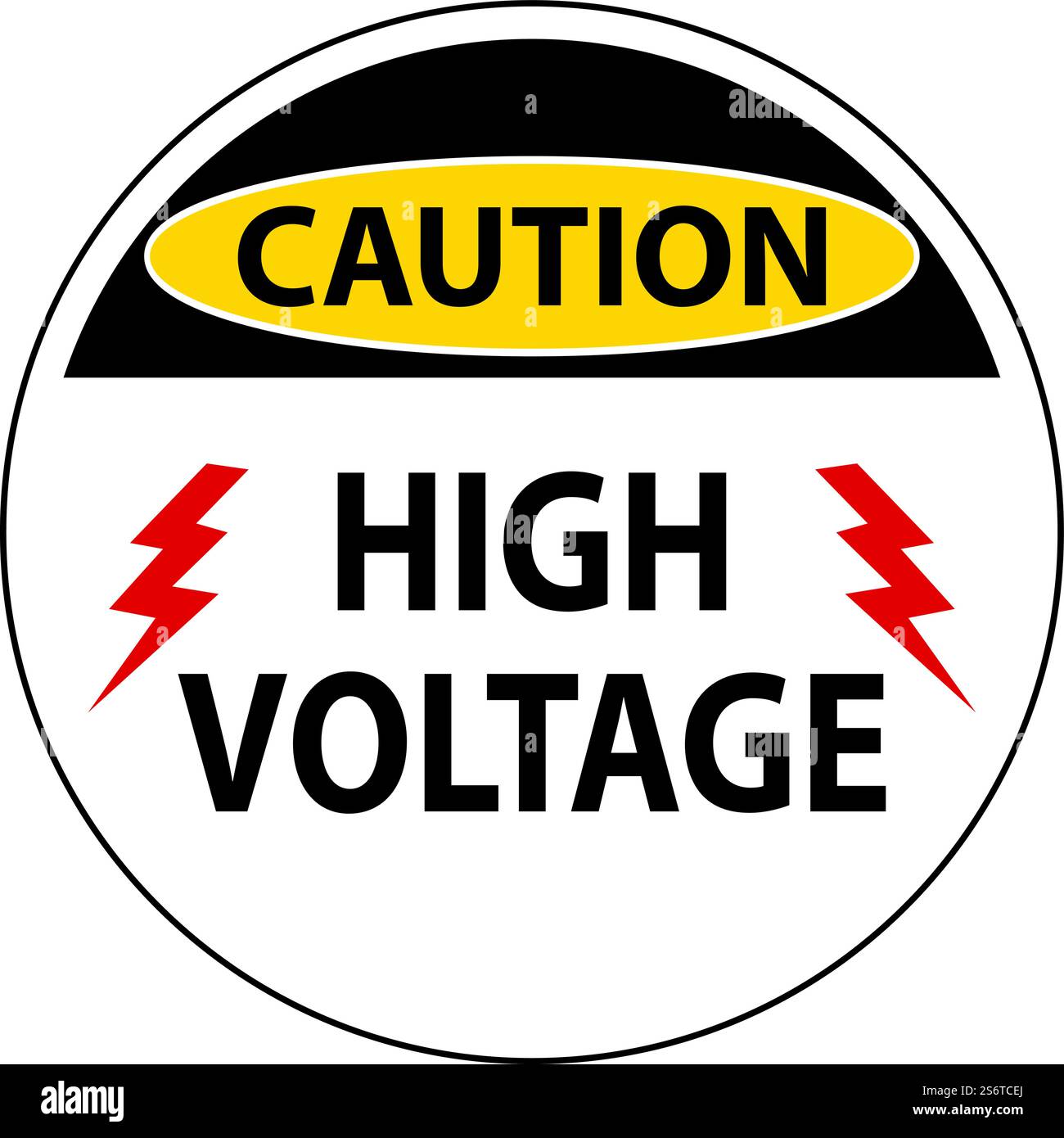 Caution High Voltage Floor Sign On White Background Stock Vector