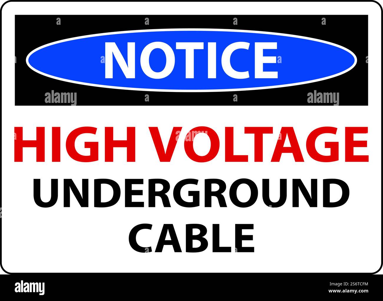 Notice High Voltage Cable Underground Sign On White Background Stock Vector