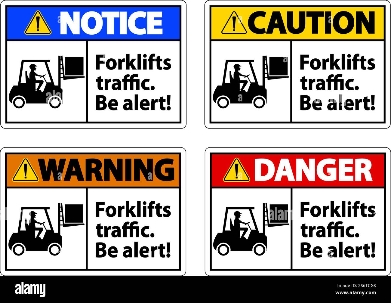 Forklift Traffic Be Alert Sign On White Background Stock Vector Image ...