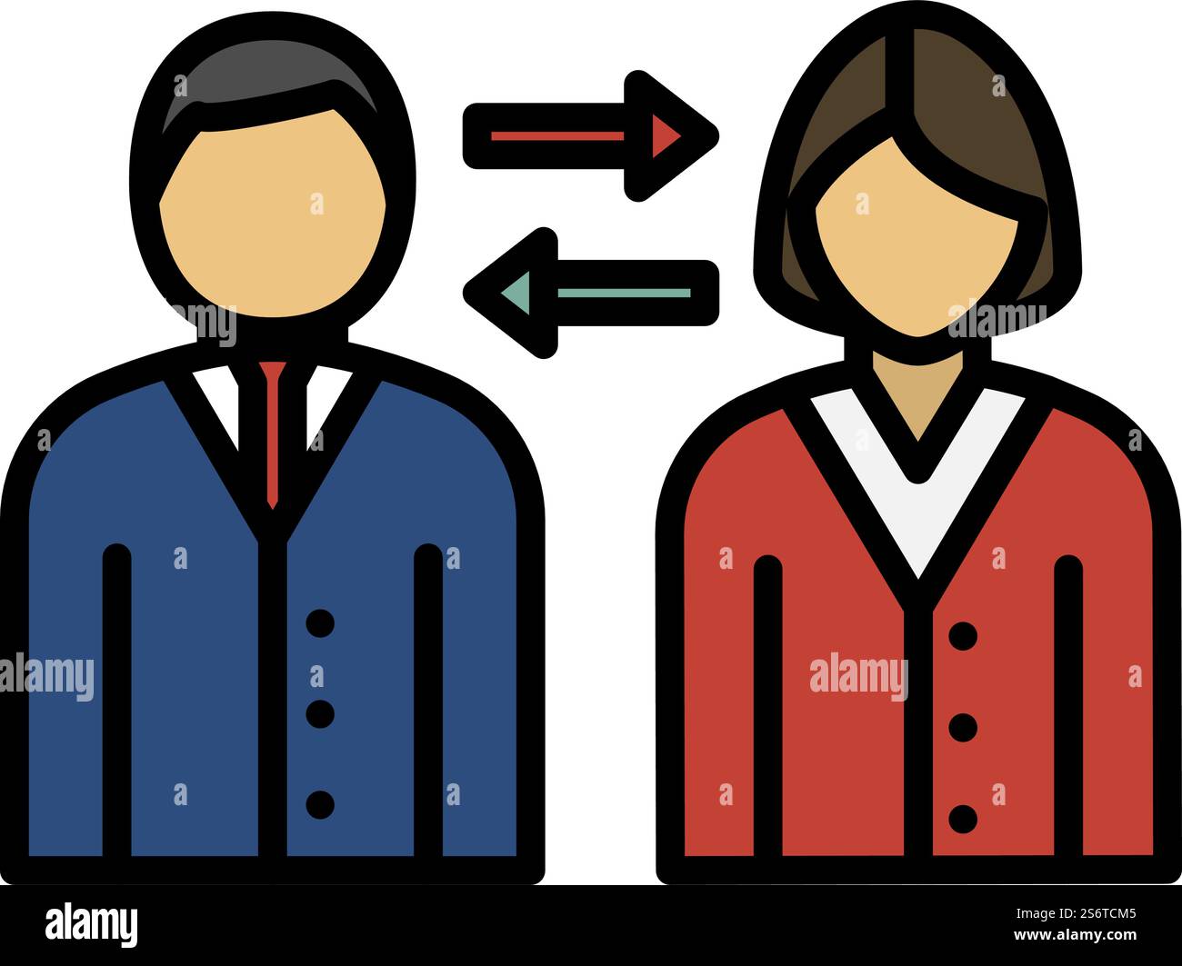 Corporate Interaction Icon. Editable Bold Outline With Color Fill ...