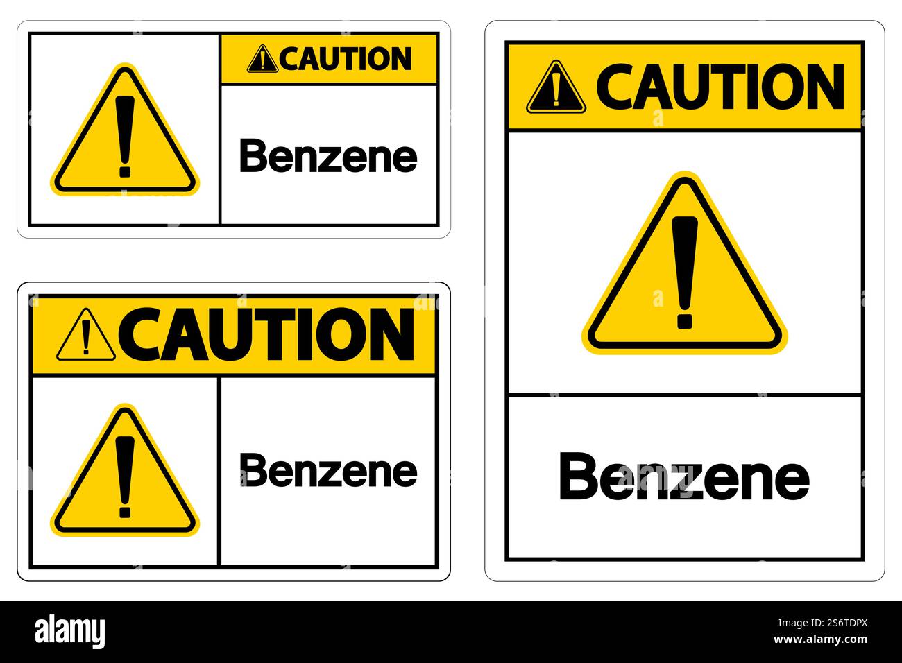 Caution Benzene Symbol Sign On White Background Stock Vector