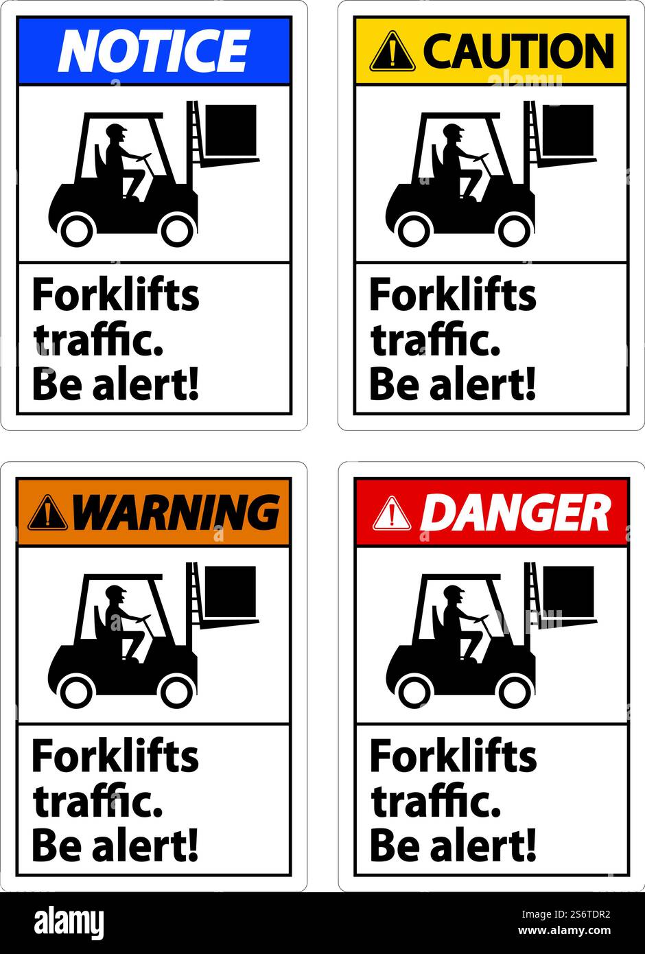 Forklift Traffic Be Alert Sign On White Background Stock Vector Image ...