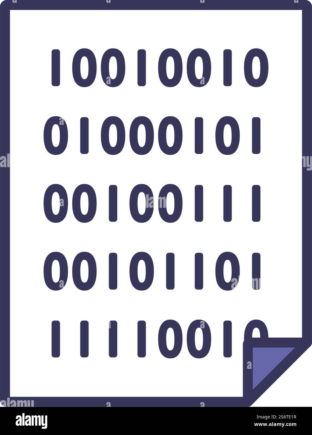 Sheet With Binary Code Icon. Editable Bold Outline With Color Fill ...