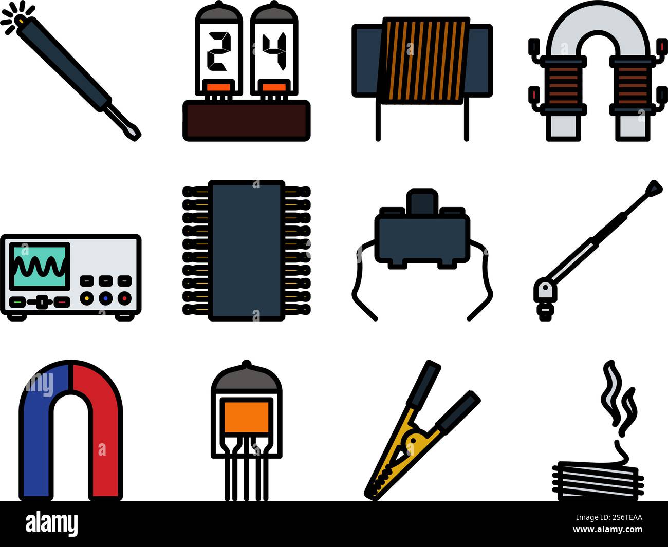 Soldering Icon Set. Editable Bold Outline With Color Fill Design ...