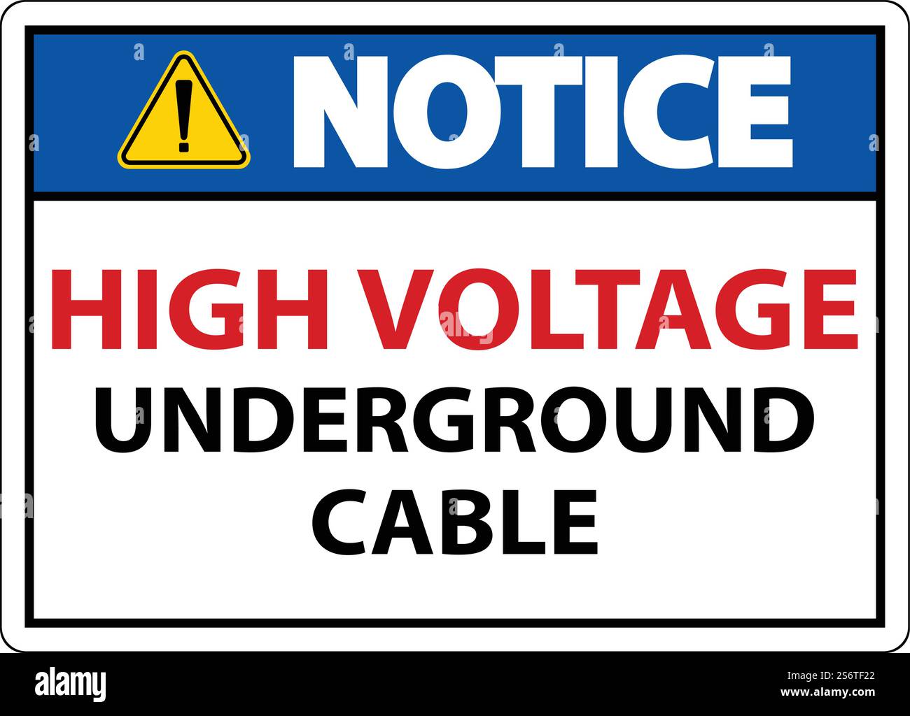 Notice High Voltage Cable Underground Sign On White Background Stock Vector